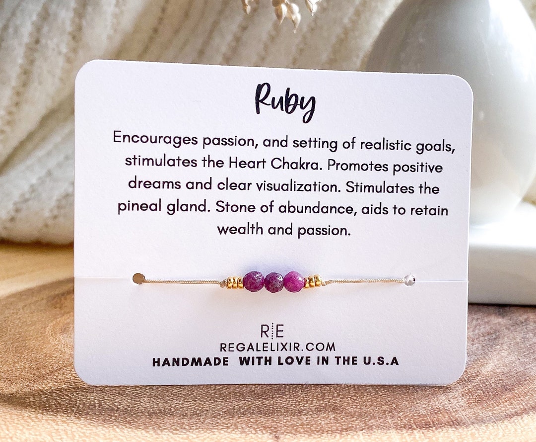 Ruby Bracelet July Birthstone Crystal Bracelet Ruby Jewelry Delicate ...