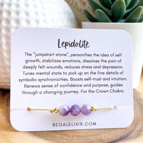 Lepidolite Bracelet, New beginnings crystals, Transformation Crystal, Crown chakra crystals