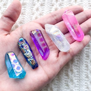 Aura Quartz, Aura Quartz Points, titanium aura Quartz,  jelly aura quartz,  pink aura quartz, purple aura quartz