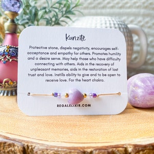 Kunzite bracelet, kunzite gold bracelet, kunzite heart bracelet, genuine kunzite bracelet, natural kunzite bracelet