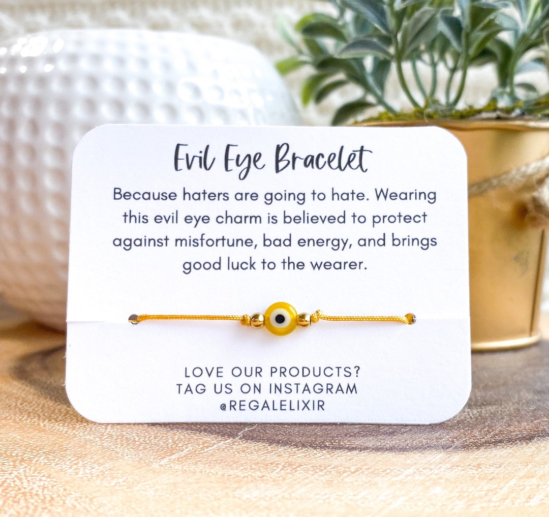 Protection Bracelet Yellow Evil Eye Bracelet With Gold Etsy