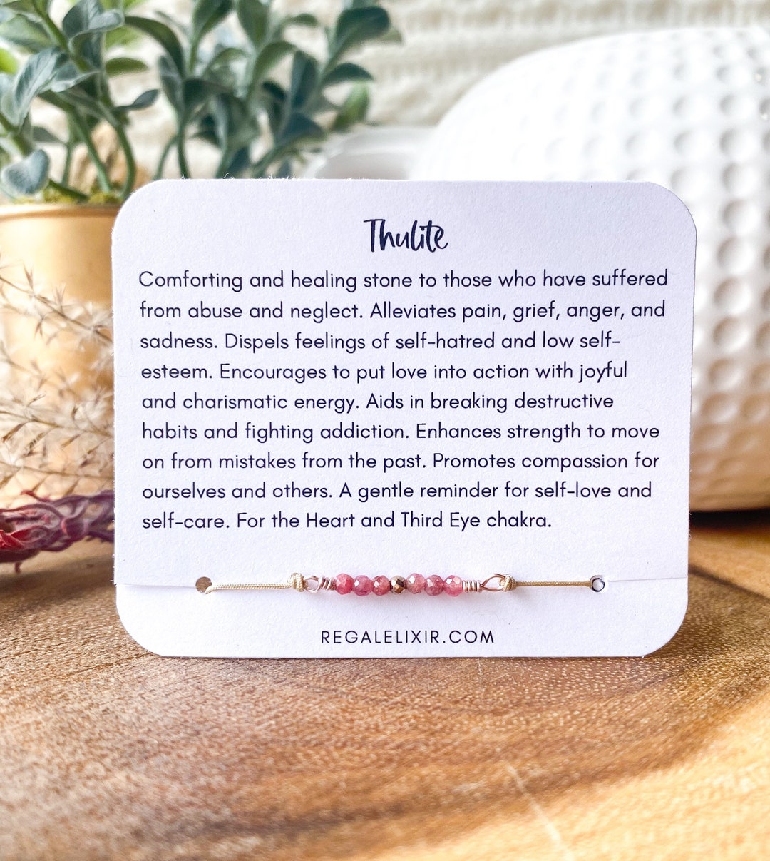 PTSD Trauma Recovery Crystals Thulite Bracelet Emotional Abuse Healing