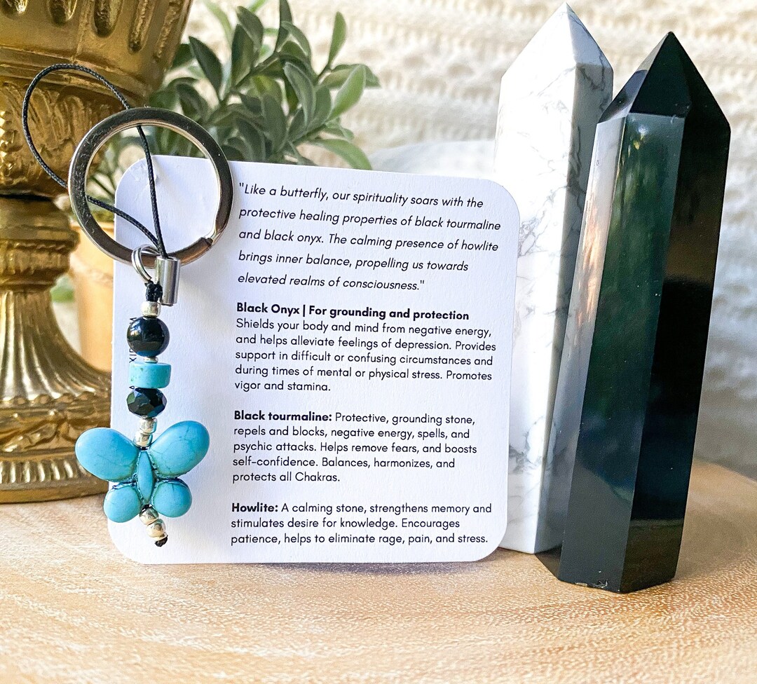 Black Tourmaline Keychain , Protection Keychain, Anxiety Relief