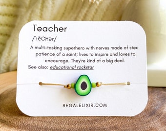 Pulsera de aguacate, regalo de agradecimiento al maestro, regalo del maestro, regalo de regreso a la escuela, regalo de regreso a la escuela, pulsera de deseos del primer día de la escuela