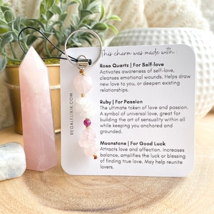 Love spell | Crystals to attract love | Rose Quartz keychain | Moonstone keychain | Ruby keychain | self- love crystals