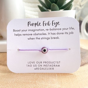 Purple Evil eye bracelet  Nazar  pulsera de Mal de ojo   pulsera roja  protection Bridesmaid present Light purple SM loose  string bracelet