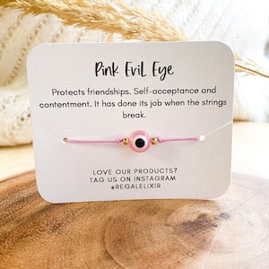 PINK Evil eye bracelet Mal de ojo  adjustable  Protect Friendships Bridesmaid present LG  string bracelet