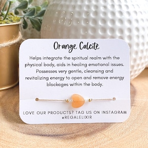 Orange calcite bracelet | Crystal Bracelet  adjustable   Crystal  Healing Gemstone Bracelet  Minimalistic  string bracelet