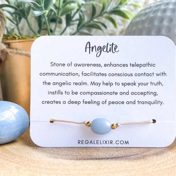 Angelite bracelet | throat chakra  adjustable  energy healing minimalist jewelry dainty adjustable crystal bracelet