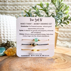 Aventurine Pyrite Citrine Crystal Bracelet: Handmade Adjustable String