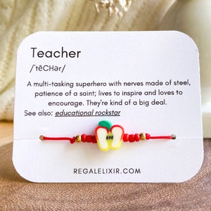 Apple bracelet Teacher Appreciation Gift Teacher Gift Back To School Back To School Gift First Day Of School Wish Bracelet