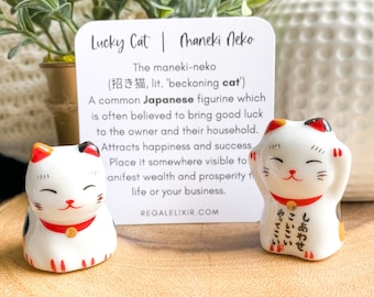 Maneki Neko, Lucky Cat Figurine,  Japanese Maneki Neko waving cat, good luck gift, Business Success, fortune gift, lucky cat statue