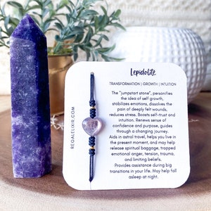 Lepidolite heart bracelet, anxiety bracelet, AAA lepidolite bracelet, anxiety gemstone bracelet, lepidolite heart, lepidolite jewelry