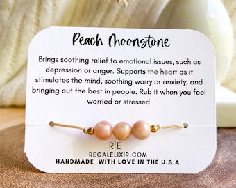 Stress relief bracelet, Moonstone bracelet, peach moonstone, anxiety support bracelet, chakra bracelet, moonstone bracelet, healing gemstone