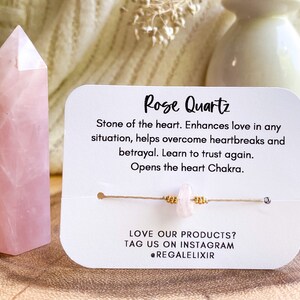 Rose Quartz Bracelet   Crystal adjustable   Crystal Bracelet  Healing Gemstone Bracelet    heartbreak  string bracelet