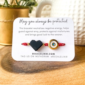 Azabache heart bracelet | protection bracelet | genuine azabache bracelet | red string azabache bracelet
