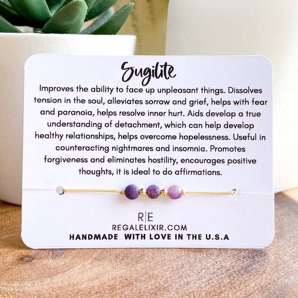 Sugilite Bracelet, Purple crystal gemstone, adjustable Healing Gemstone Bracelet, genuine crystals chakra bracelet, dainty crystal bracelet