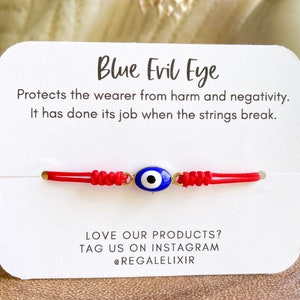 Handmade Blue Evil Eye Bracelet: Adjustable Red String
