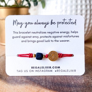 Azabache bracelet for baby, red string bracelet | unisex Jet stone bracelet , San Benito bracelet , st. Benedict bracelet
