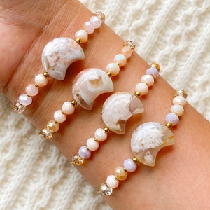 Flower Agate bracelet, flower agate bracelet, natural flower agate bracelet