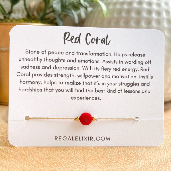 Red coral bracelet  | Antidepressant bracelet | red coral jewelry | Minimalist adjustable red bracelet pulsera roja  string bracelet