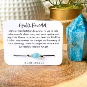 Raw Apatite bracelet, apatite bracelet, weight loss bracelet, Birthstone, Zodiac gift, tie bracelet, handmade minimalist jewelry