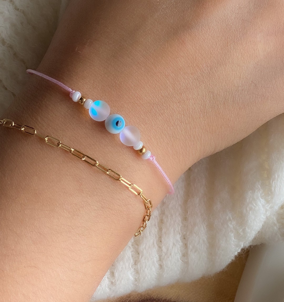 Evil Eye Bracelet, Baby Evil Eye Bracelet, Pink Evil Eye Bracelet, Cute