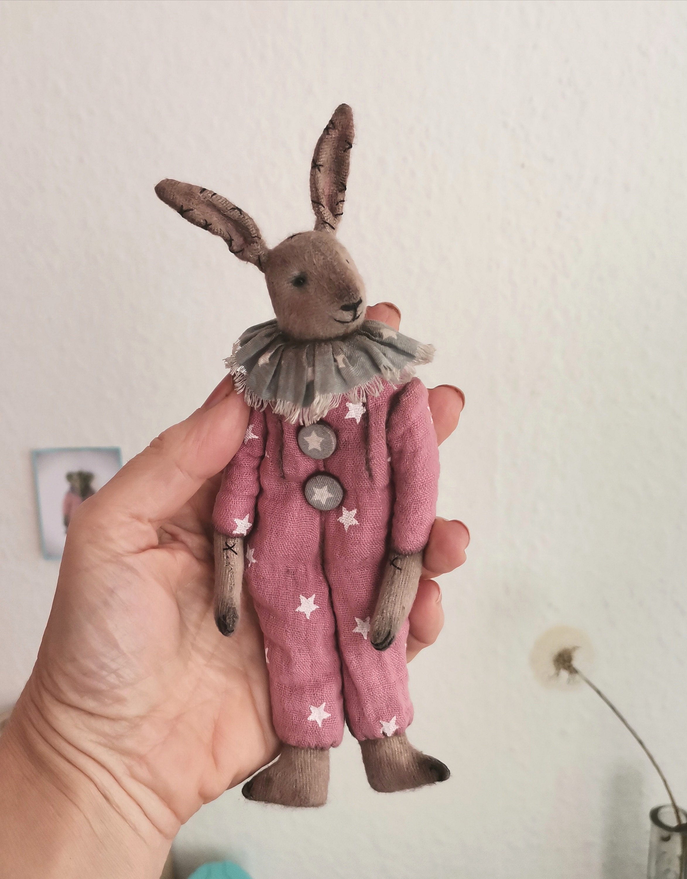 Jouet de lapin de cirque textile, poupée de lapin doux de style vintage,  poupée d'animal en peluche de nounours, décor intérieur, décor de mur,  cadeau pour des femmes -  France