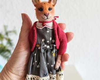 Vintage Style Cat Doll, Handmade Textile Interior Toy