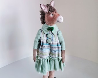 Doll Donkey girl textile interior toy in the vintage style.