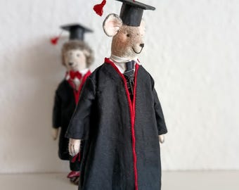 Vintage Textile Mouse Doll, Academic Graduation Gift