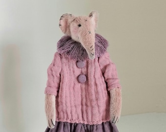 Vintage style Elephant Doll, interior toy, gift for women