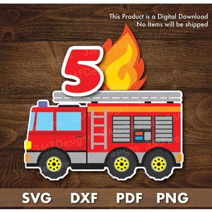 Fire Truck  in SVG, Dxf, PDF & PNG cut files Instant download