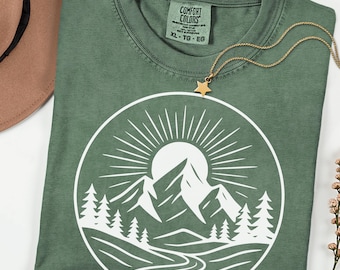 Comfort Colors Mountain T-Shirt, Nature Graphic Tee, Hiking Shirt, Gift for the Outdoor Lover, Great Camping Shirt