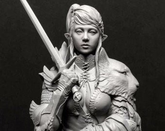 1//10 Dark Night Queen Sword Bust Fantasy Resin Model Kit Unassembled Unpainted