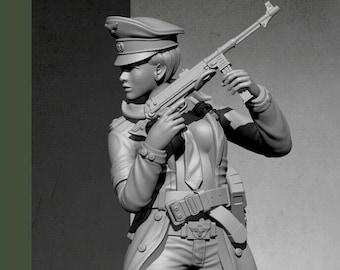 Female Officer Resin Soldier Figure Model Unassembled Unpainted Military 1-35 Miniature