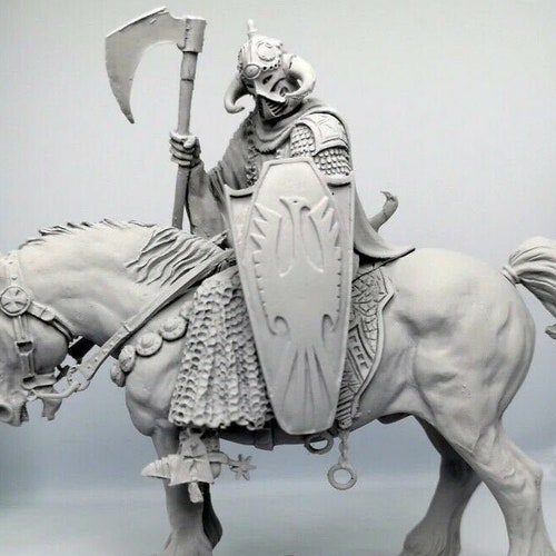 Viking Warrior Resin Model Kit Included Horse Scale 1-24 Not Finished Unpainted