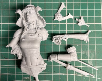 Samurai Fantasy Figure Resin Bust Kit Model Unassembled Unpainted Parts Scale 1-10