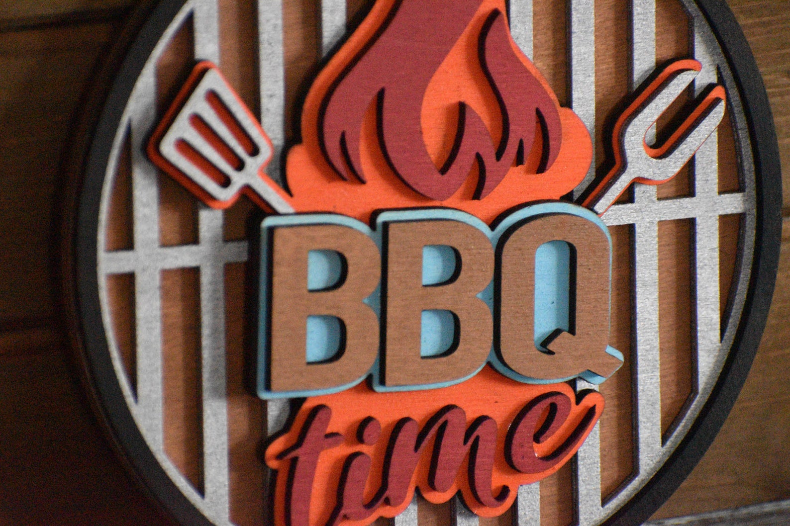 BBQ Sign/bbq Time Sign/3d Handcrafted BBQ Sign/laser Cut Backyard Sign/wood Sign/patio Sign