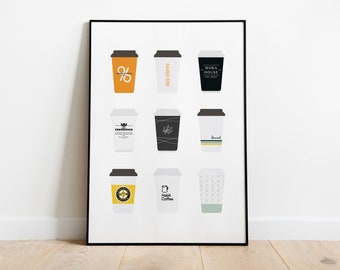 Victoria Coffee Print - Digital Download - Local Coffee Shops from Victoria, British Columbia