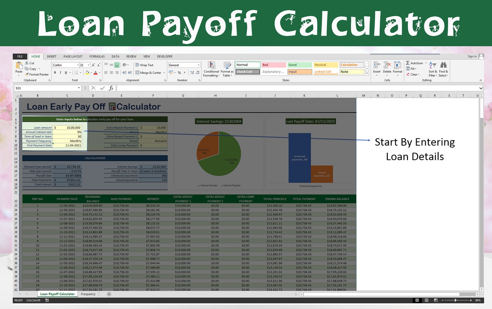 Loan Early Payoff Calculator With Extra Payment Options Etsy
