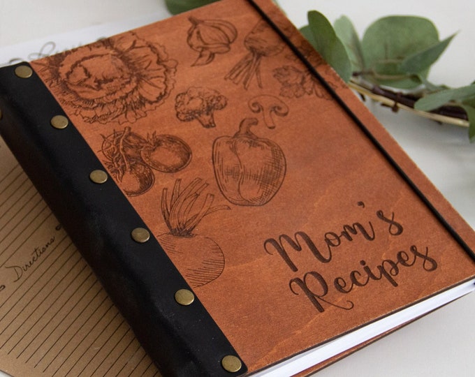Personalized Recipe Binder, Custom Recipe Book, Wooden Family Heirloom cookbook