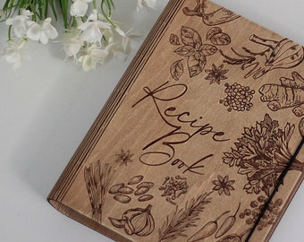 Family Heirloom cookbook Wooden Binder Custom Recipes  Gift for mum