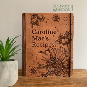 Personalized Gift For Mother Day Gift Wooden Recipe Book Cookbook Journal Family Gift For Grandma Blank Binder Journal