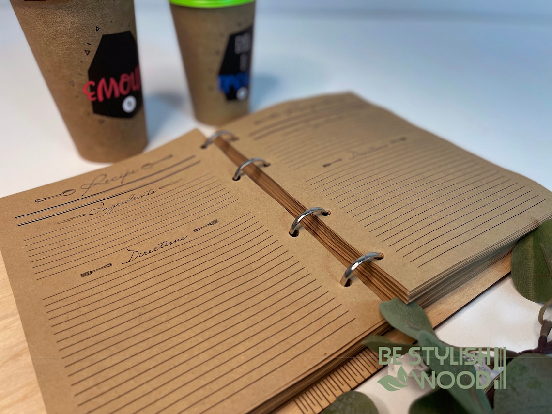 Wooden Recipe Book Binder Recipe Book Christmas Gift Ready - Etsy