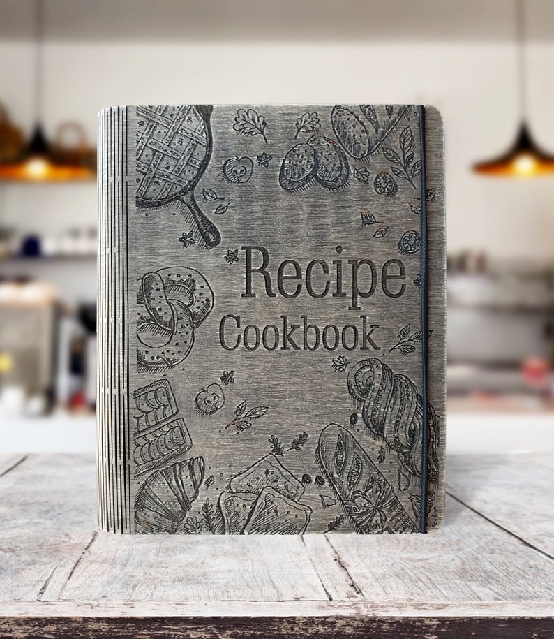 Personalized Wooden Recipe Book Binder Custom Journal Cookbook Etsy