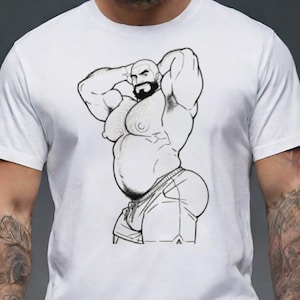Beefy Bald Guy Gay Men Shirt, Retro Queer Homosexual Pride Memorabilia, Gay Gift, Leather Daddy Bar Gifts LGBT Shirt, Gay Shirt, T Shirts