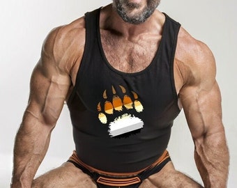 Gay Bear Pride Tank Top - Men's Bear Paw Sleeveless Shirt
