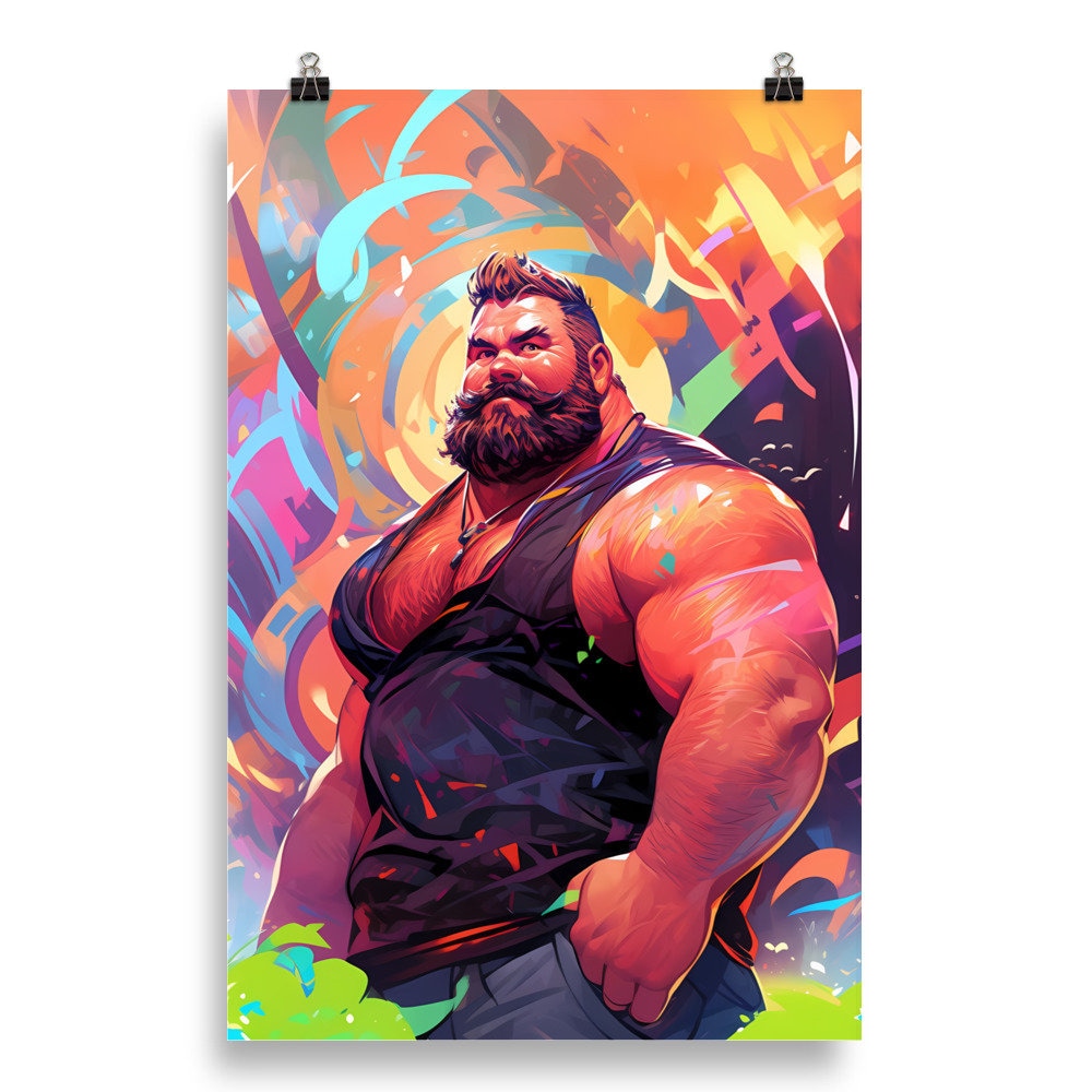 Gay Art: Tom, Gay Print, Gay Muscle Bear Art, Hot Gay Bear, Jock Muscle