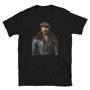 Gay Older Daddy Bear Leather Shirt - Pride Gay Biker Daddy Bear t-shirt